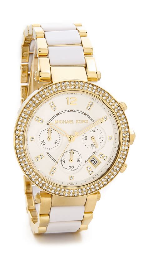 michael kors gold and white watch|Michael Kors small gold watch.